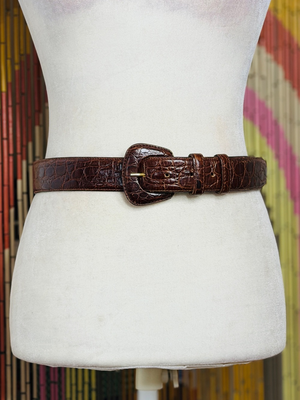 Vintage 90s Harold’s Italian Leather Croc Belt